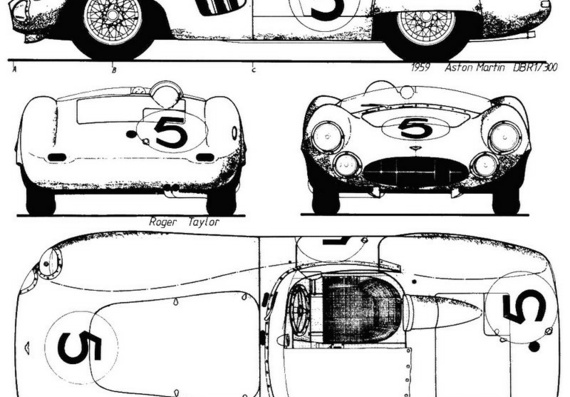 Aston Martin DBR1 Cabriolet (1959) - drawings (drawings) of the car